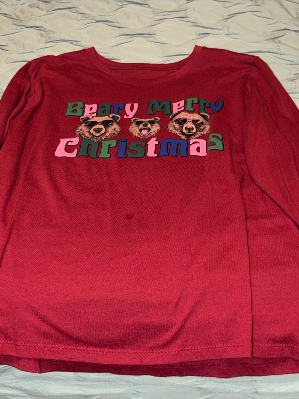 Natural Reflections Red 'Beary Merry Christmas' Long Sleeve Tee